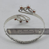 Natural Garnet 925 Silver Designer Cuff Bangle Jewelry