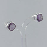 Amethyst Studs Silver Earring