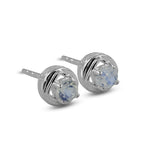 Rainbow Moonstone Studs Silver Earrings