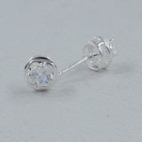 Rainbow Moonstone Studs Silver Earrings