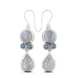 Rainbow Moonstone Silver Earrings