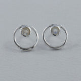 Moonstone Studs Silver Earring