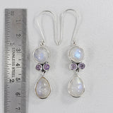 Rainbow Moonstone Silver Earrings