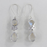 Rainbow Moonstone Silver Earrings