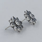 Natural Feceted Rainbow Moonstone Stud Silver Earrings