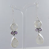 Rainbow Moonstone Silver Earrings