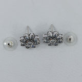 Natural Feceted Rainbow Moonstone Stud Silver Earrings