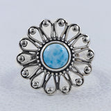 Larimar Flower Silver Ring