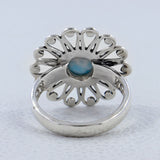 925 Silver Larimar Flower Ring