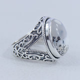 Natural Rainbow Moonstone Silver Ring