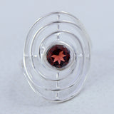 Natural Garnet Silver Ring