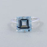 Square Cut Citrine Gemstone Silver Ring