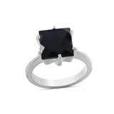 Square Cut Citrine Gemstone Silver Ring