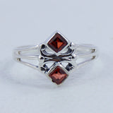 Natural Garnet Silver Ring