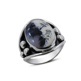 Dendritic Opal Gemstone Silver Designer Ring