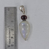 Rainbow Moonstone, Blue Topaz Gemstone Pendant 925 Sterling Silver