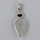 Rainbow Moonstone, Blue Topaz Gemstone Pendant 925 Sterling Silver