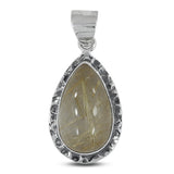 Golden Rutilated Quartz 925 Silver Pendant