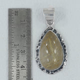 Golden Rutilated Quartz 925 Silver Pendant