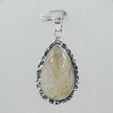 Golden Rutilated Quartz 925 Silver Pendant