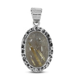 Golden Rutilated Quartz 925 Silver Pendant