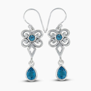Blue Topaz Silver Earrings