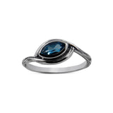 925 Sterling Silver Textured Blue Topaz Rings