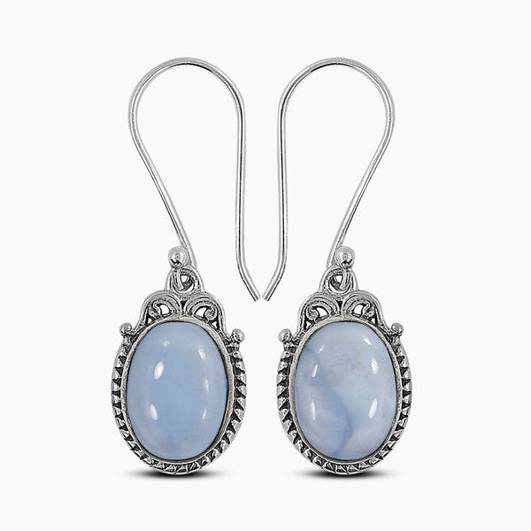 Blue Opal Silver Earrings