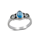 Blue Topaz Cabochon Silver Ring