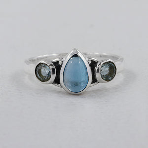 Blue Topaz Cabochon Silver Ring