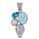 Larimar 925 Sterling Silver Pendant