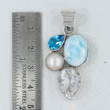 Larimar 925 Sterling Silver Pendant