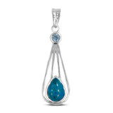 Chrysocolla, Blue Topaz Silver Pendant