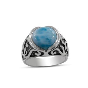 Natural Dominican Larimar Silver Rings
