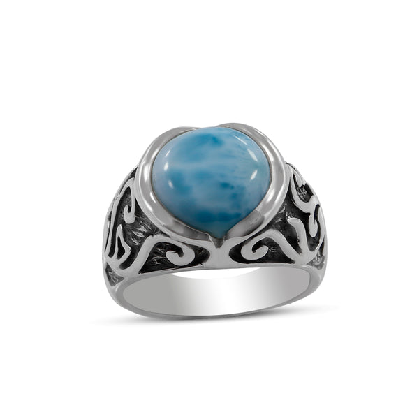 Natural Dominican Larimar Silver Rings