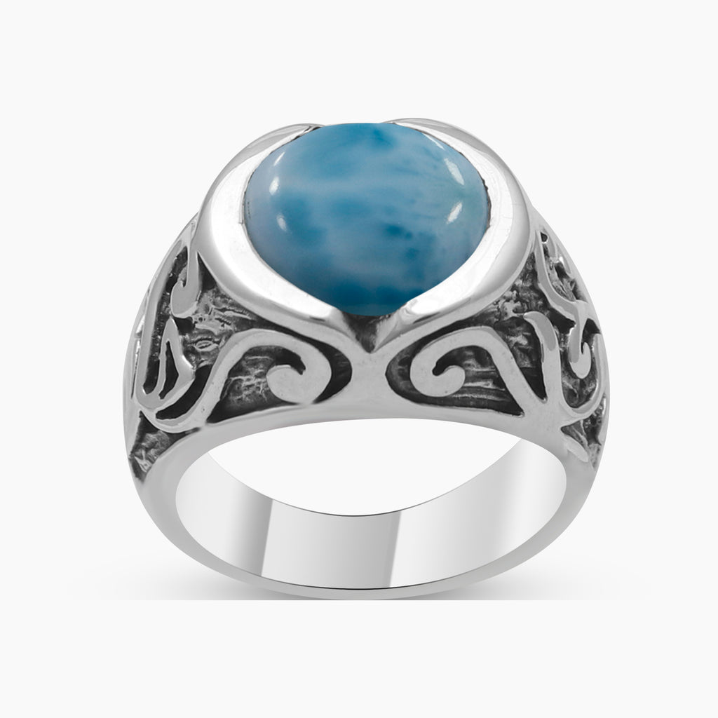 Natural Dominican Larimar Silver Rings
