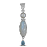 Rainbow Moonstone Silver Pendant