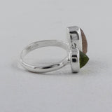 Checker Cut Labradorite Peridot Silver Adjustable Ring