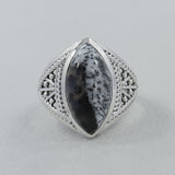 Natural Rainbow Moonstone Silver Ring