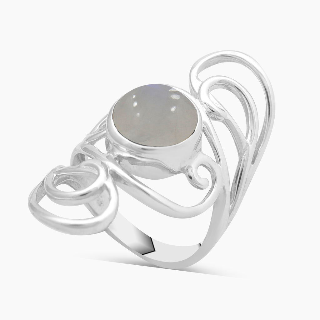 Rainbow Moonstone Designer Silver Rings