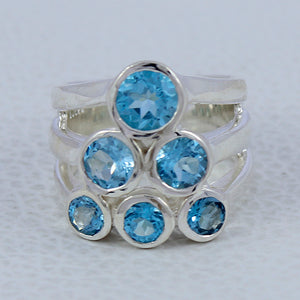 Blue Topaz Silver Rings