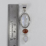 Rainbow Moonstone Silver Pendant