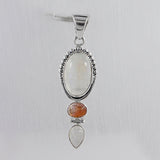 Rainbow Moonstone Silver Pendant