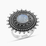 Natural Pink Opal Silver Unique Rings