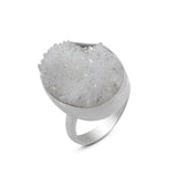 Rainbow White Druzy Ring