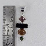 Multi Tourmaline Silver Pendant