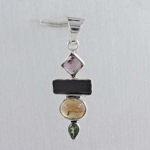 Multi Tourmaline Silver Pendants