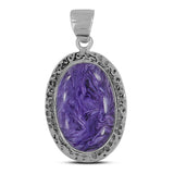 925 Silver Charoite Gemstone Pendant