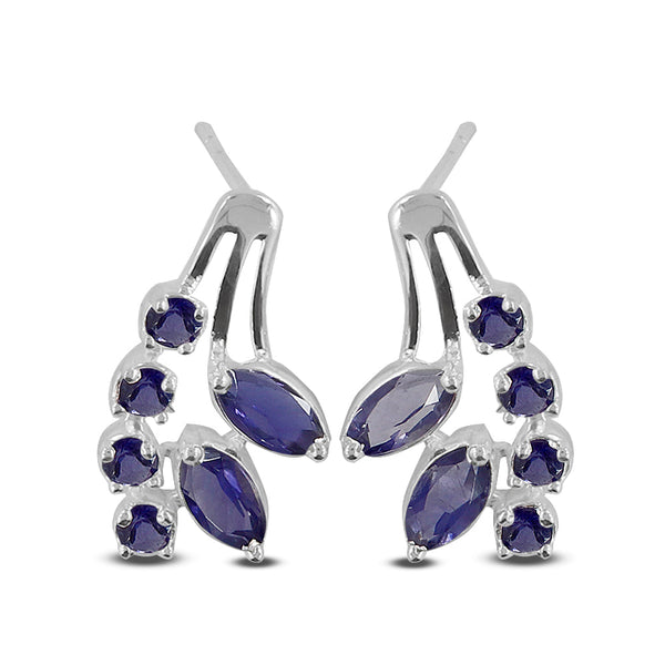 Natural Iolite Silver Studs Earrings