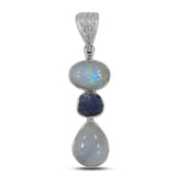 Rainbow Moonstone Silver Pendant